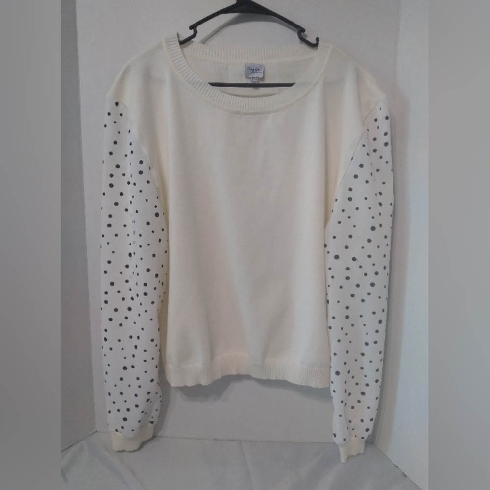 Cozy Casual Cream Polka Dot Sweater